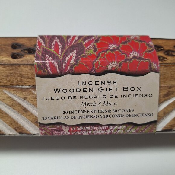 Incense Wooden Gift Box‎ Myrrh 20 Sticks 20 Cones Coffin Present Flora - Picture 2 of 8